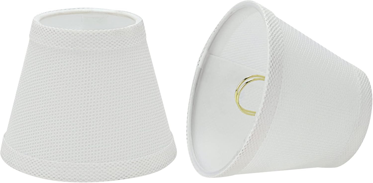Aspen Creative 32066-2 Small Hardback Empire Shape Chandelier Clip-On Lamp Shade Set (2 Pack), Transitional Design in White, 5" bottom width (3" x 5" x 4")