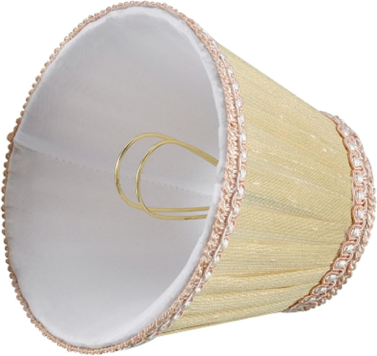 Aspen Creative 33002 Small Pleated Empire Clip-On Lamp Shade 1 Pack, Transitional Design in Ivory, 5" bottom width 3" x 5" x