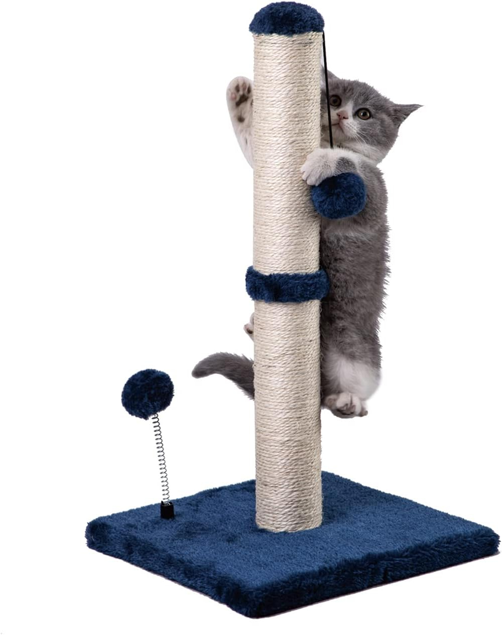 Sisal Scratch Posts with Hanging Ball 22in for Kittens Navy