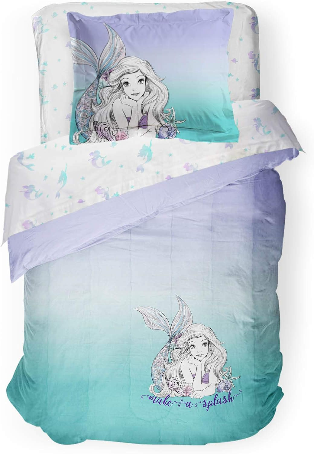 Little Mermaid Twin Purple Microfiber Reversible Bed Set