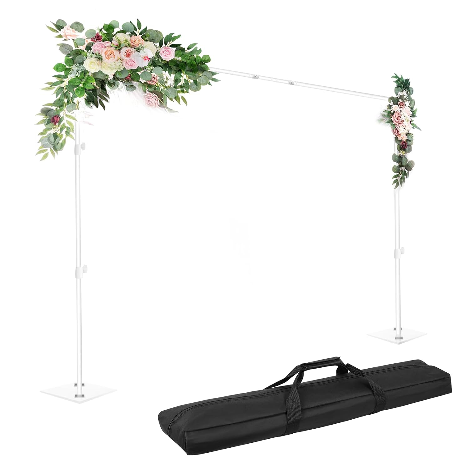 EMART Backdrop Stand, 6.5x10 ft Adjustable Photo Background Pipe and Drape Photography Kit with Heavy Duty Metal Flat Base for Parties, Wedding, Video Studio, Birthday - White