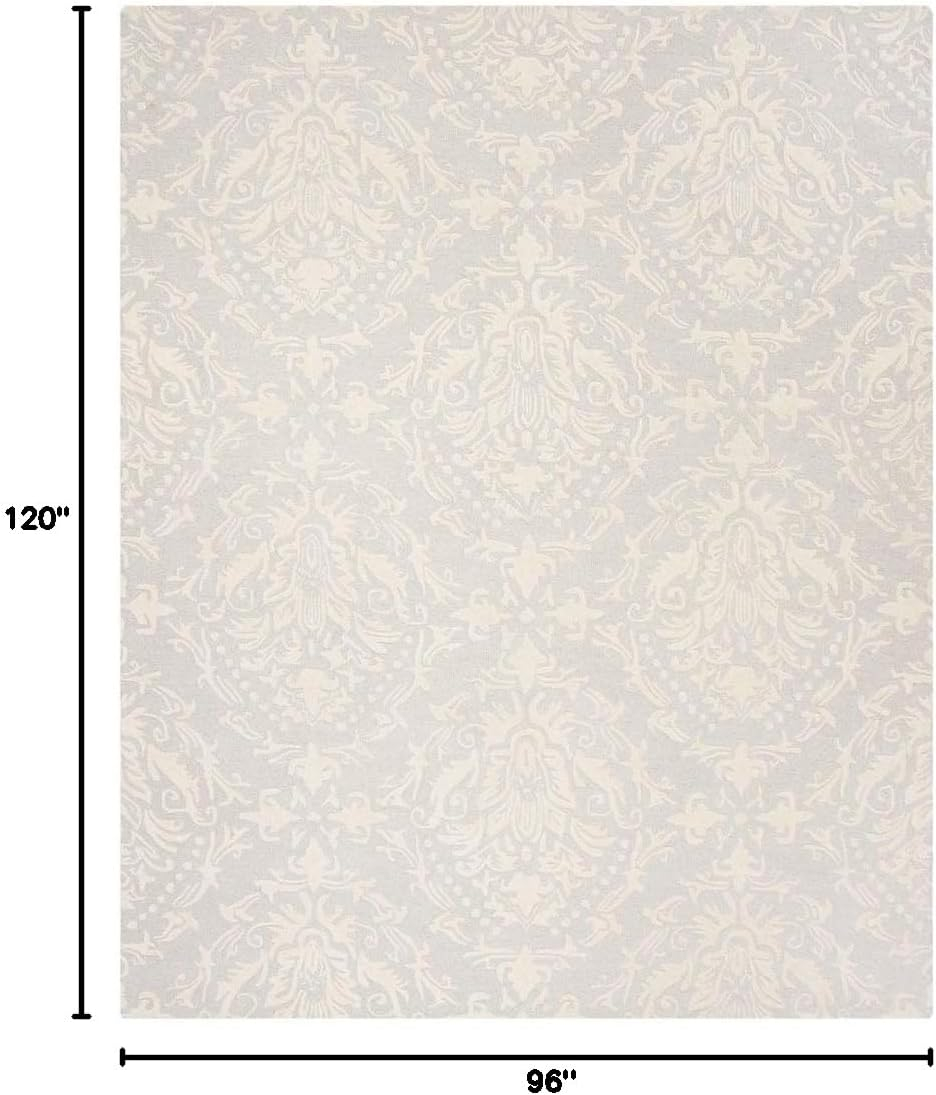 SAFAVIEH Blossom Kestrel Damask Wool Area Rug, Blue/Ivory, 8' x 10'