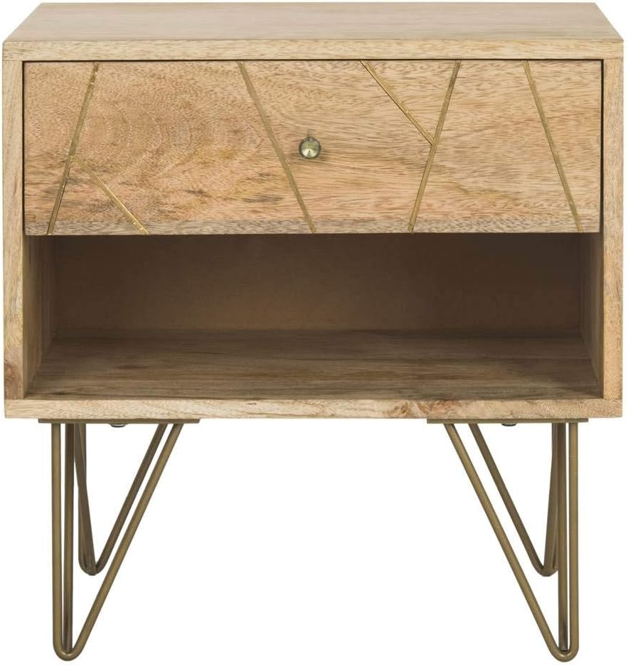SAFAVIEH Marigold Mid-Century 1 Drawer Nightstand, Natural