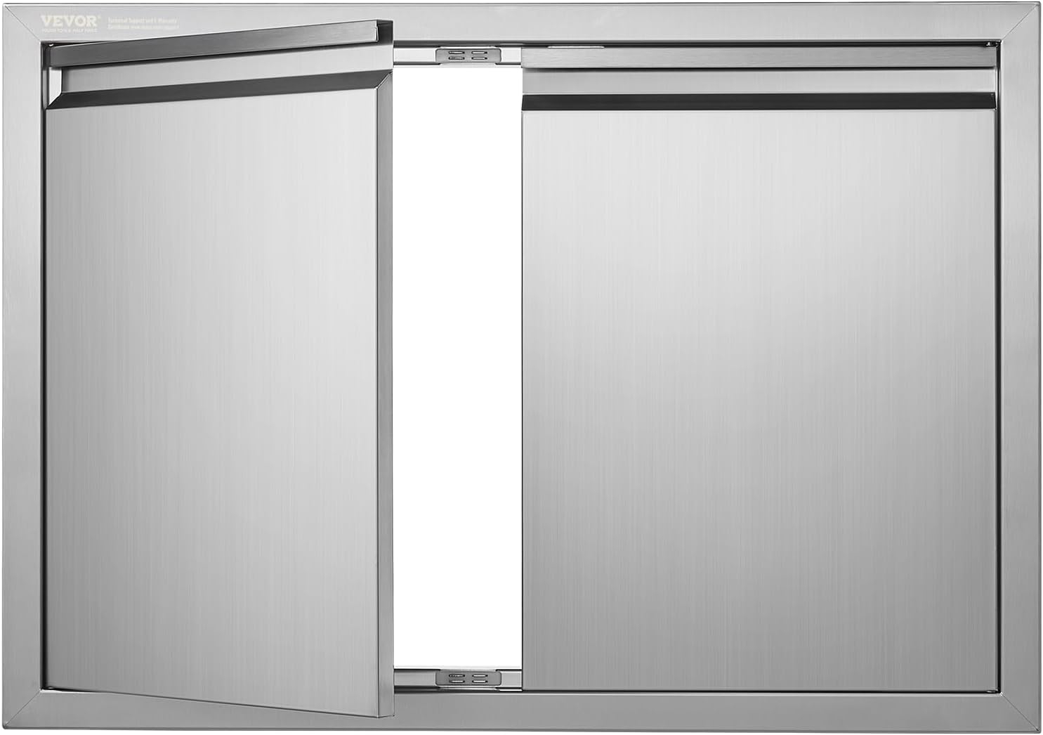 BBQ Access Door 30 in. W x 21 in. H Brushed Stainless Steel Outdoor Kitchen Door with Hooks for Outside Cabinet