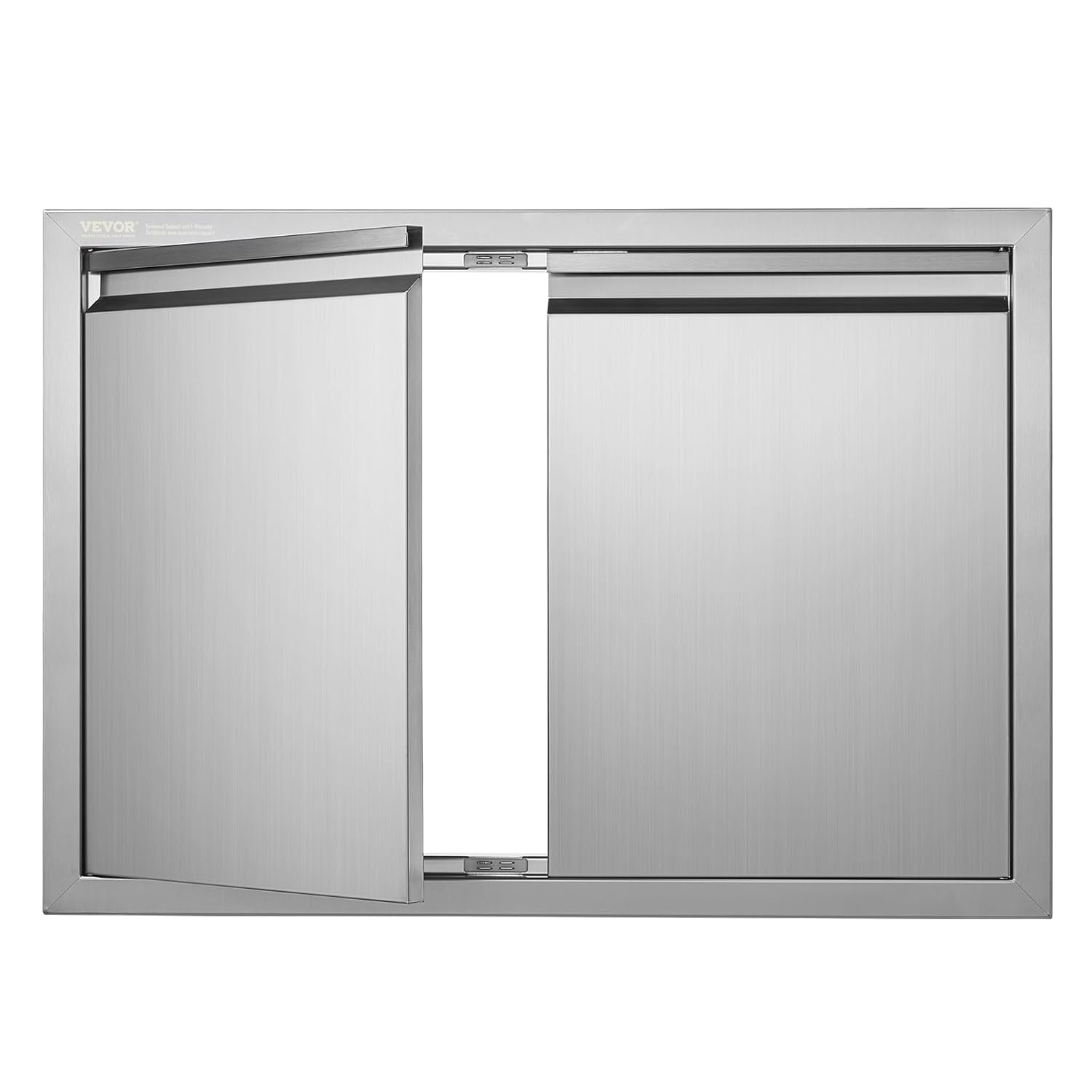 BBQ Access Door 30 in. W x 21 in. H Brushed Stainless Steel Outdoor Kitchen Door with Hooks for Outside Cabinet