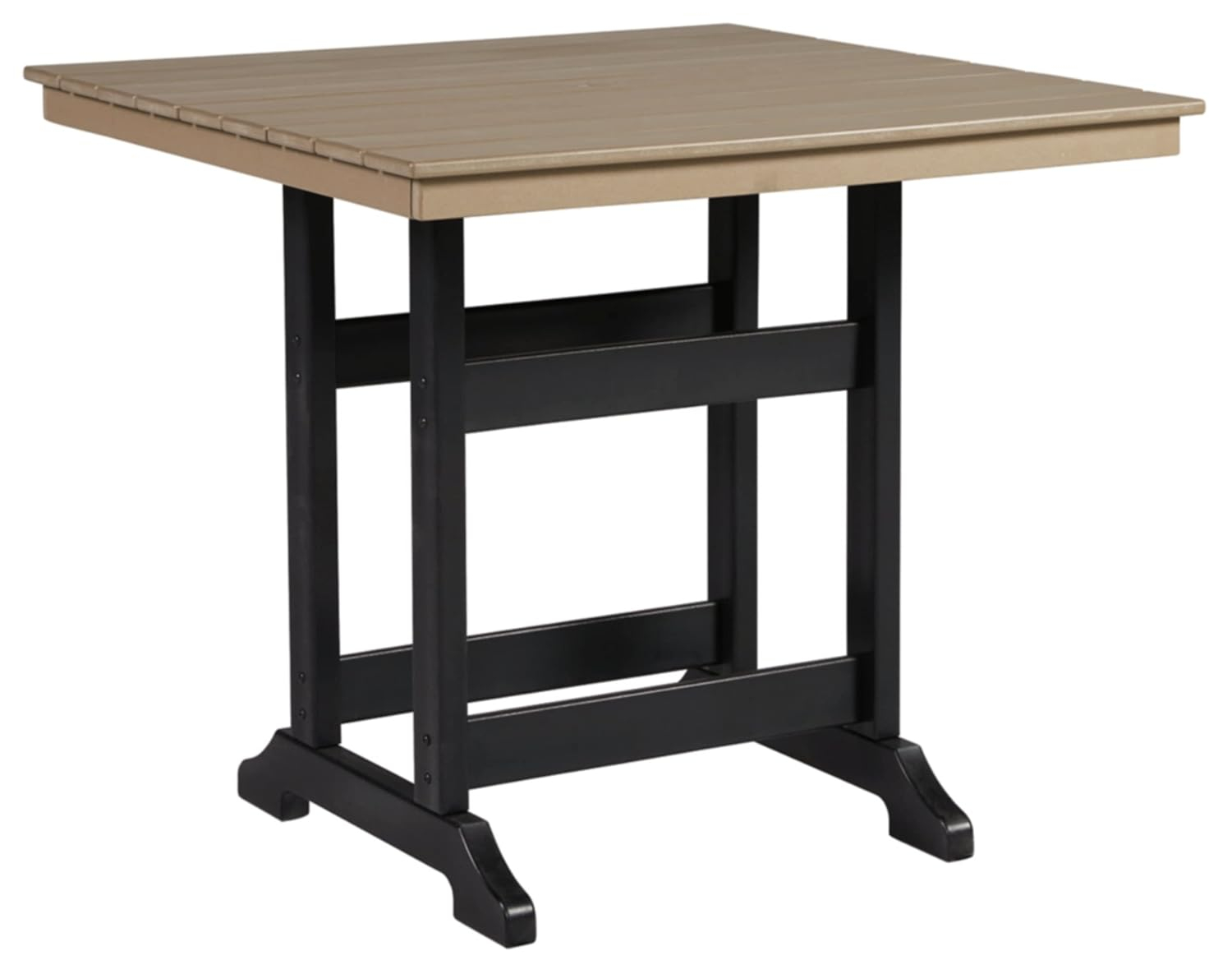 Signature Design by Ashley Outdoor Transville HDPE Patio Counter Table with Umbrella Option, Gray