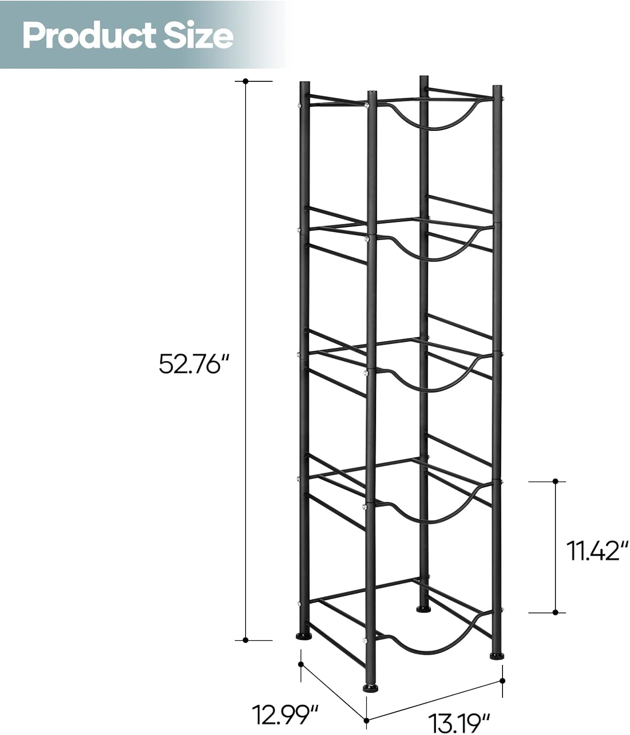 Black Steel 5-Tier Water Jug Storage Rack