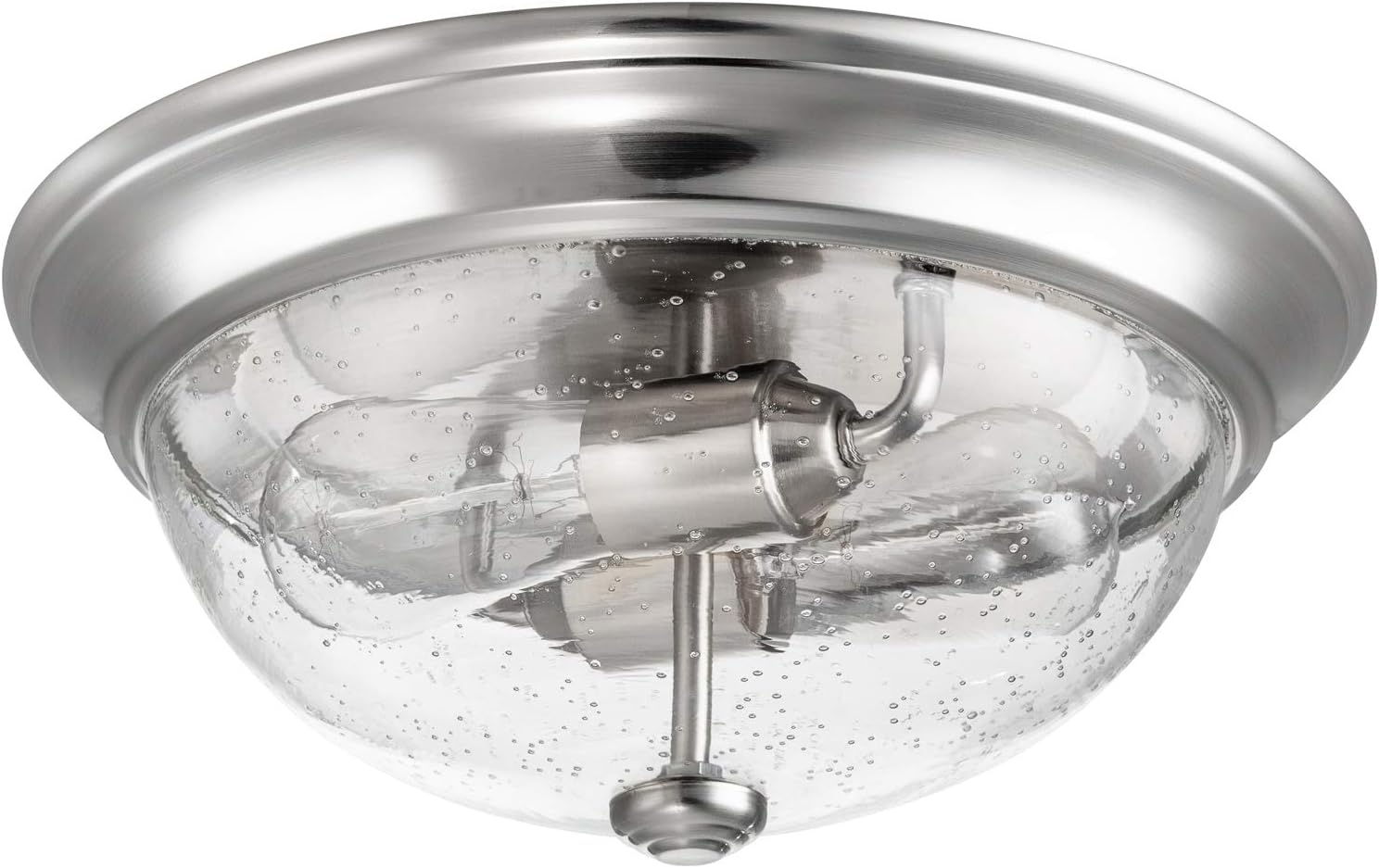 13-Inch Brushed Nickel Drum Flush Mount with Clear Glass