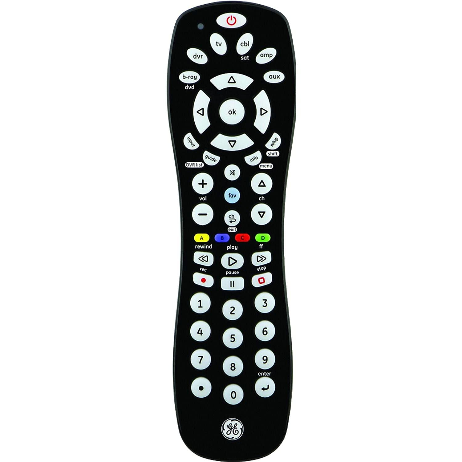 GE 6-Device Universal TV Remote Control in Black, 34459