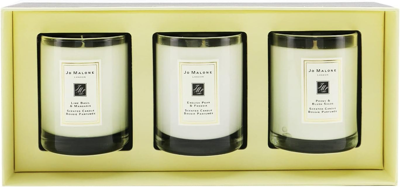 - Travel Candle Collection Lime Basil & Mandarin - English Pear & Fresia - Peony & Blush Suede Each 2oz