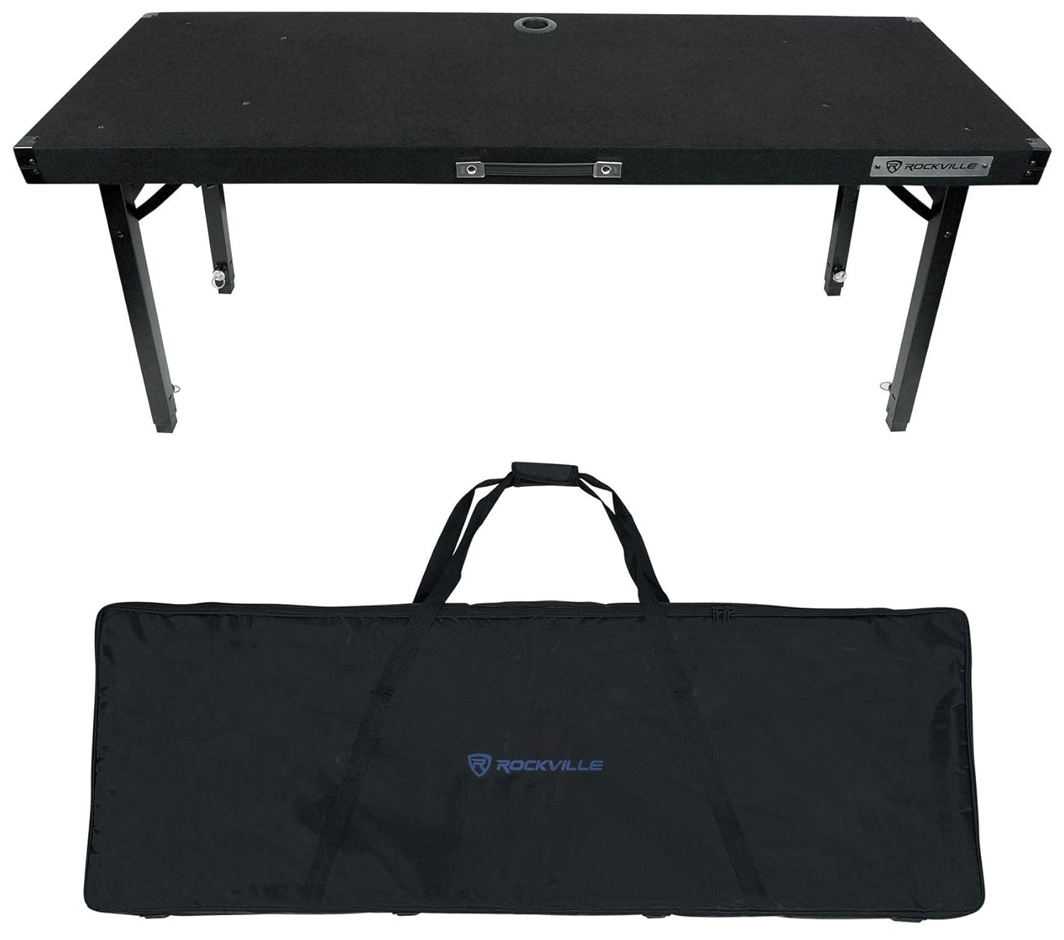 Rockville RTBL4 Adjustable Height DJ Table Folding Legs + Carry Bag 20" x 60"