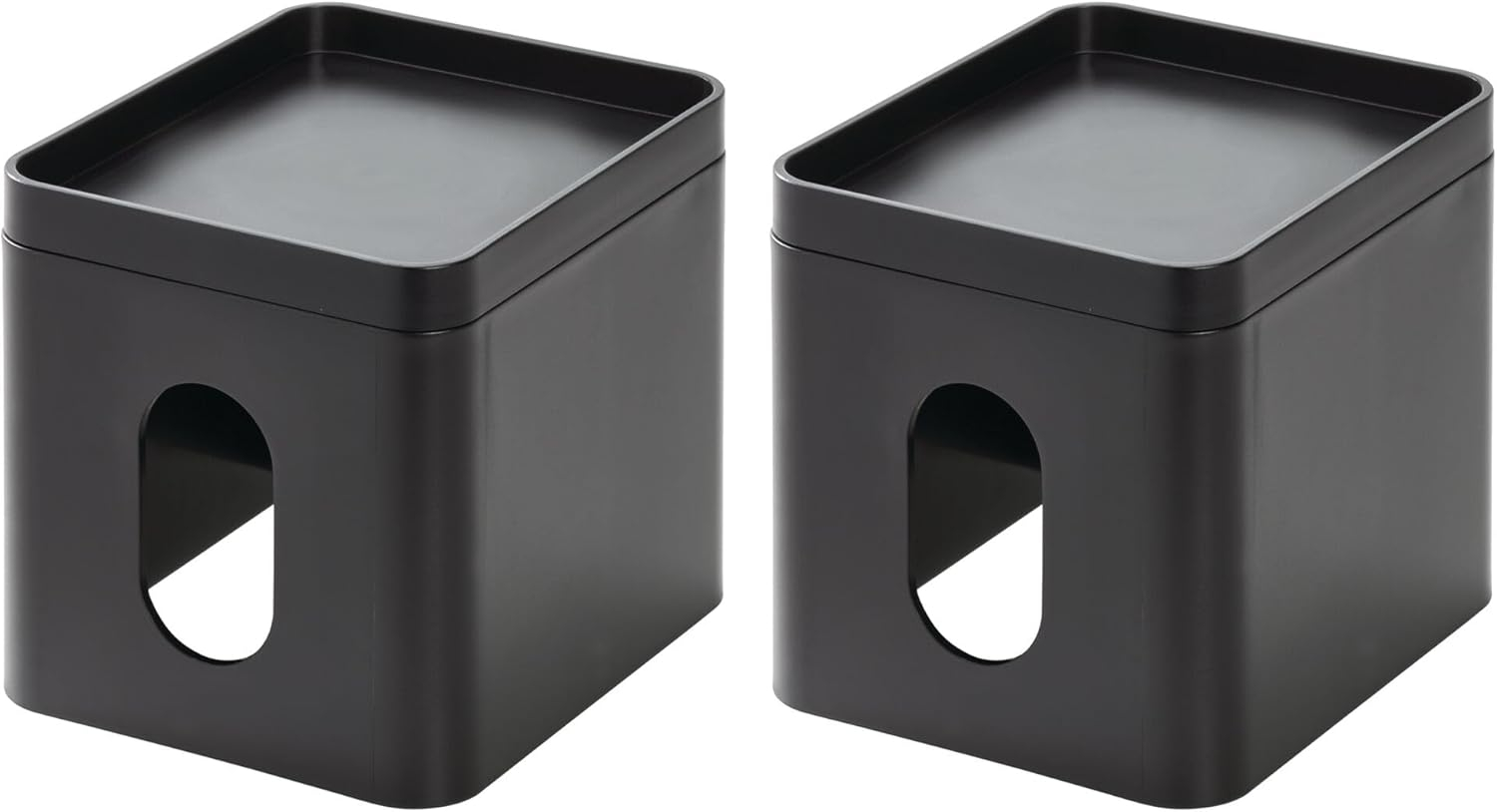 iDesign iDesign Square Tissue Box Cover for Bathroom Vanity - Set of 2 - Black (Set of 2)