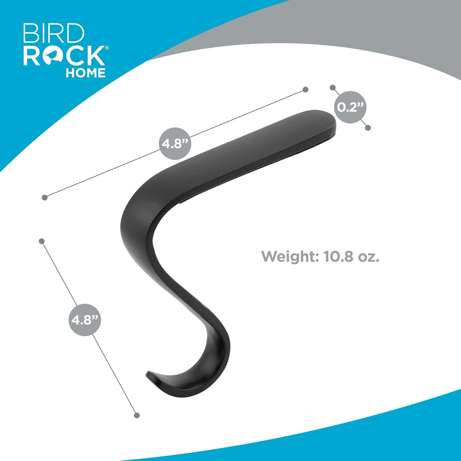 BIRDROCK HOME 4 Pack Christmas Stocking Mantel Hooks - Heavy-Duty Metal Hangers for Fireplace, Brick, and Mantel - Ideal for Holiday Stockings, Garlands, and Decor - Sturdy and Versatile - Black