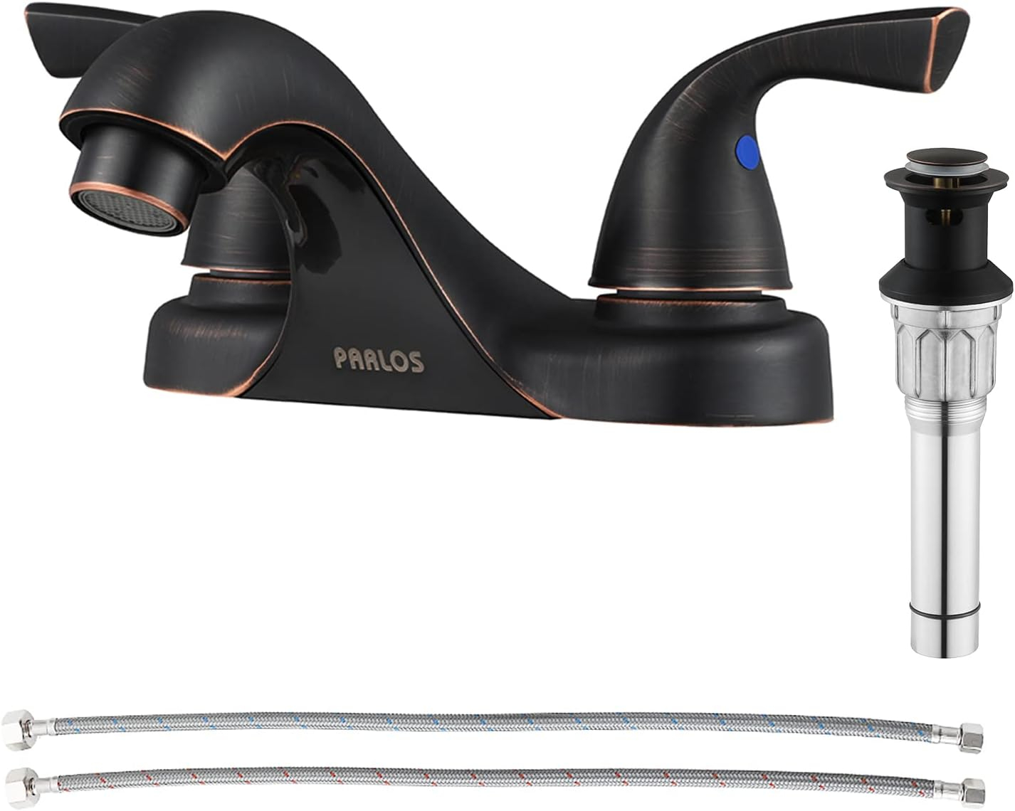 PARLOS Grifo de Baño Centerset de 2 Manijas con Conjunto de Drenaje