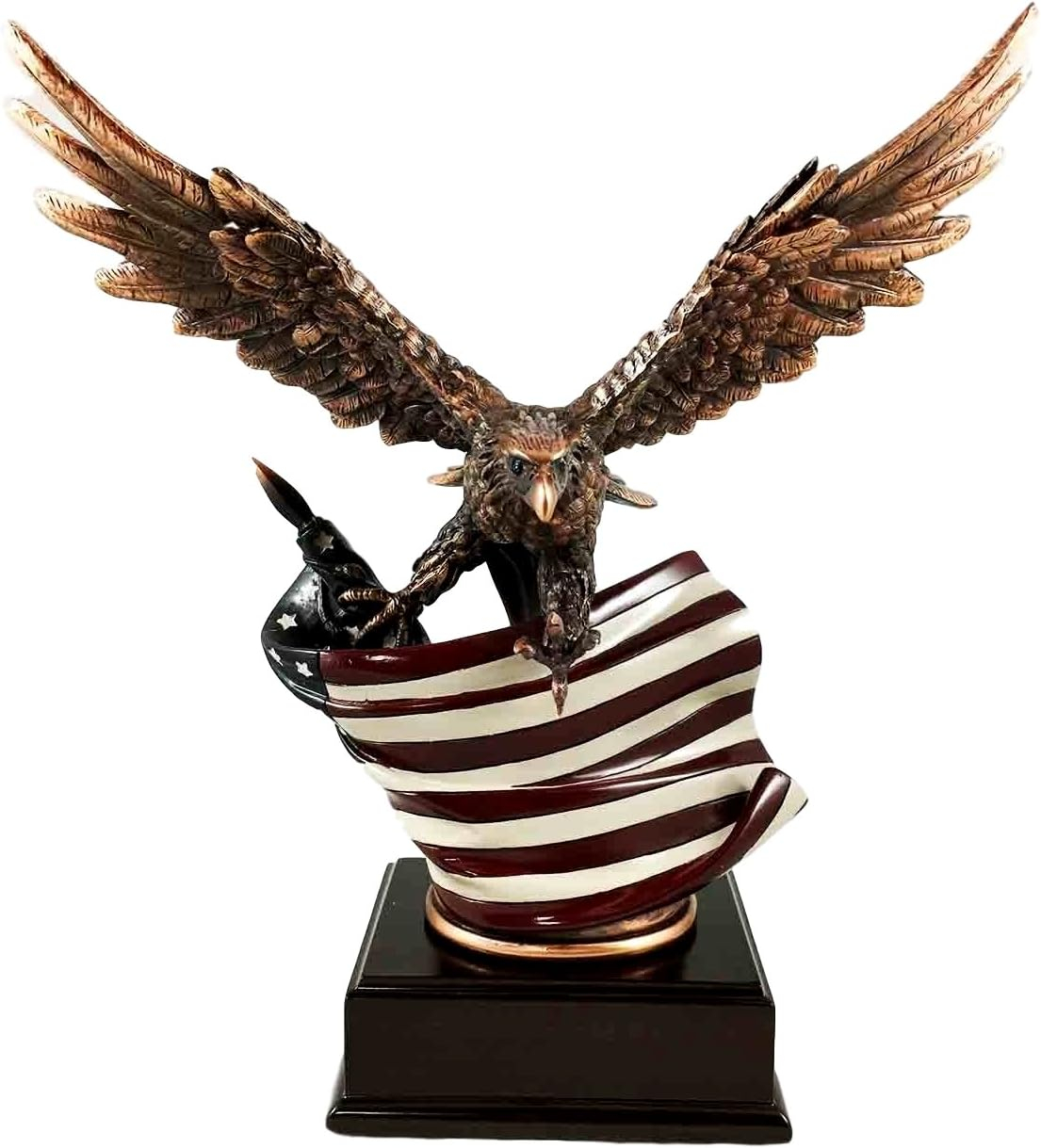 Bronze Electroplated Patriotic Eagle Figurine with Resin Base