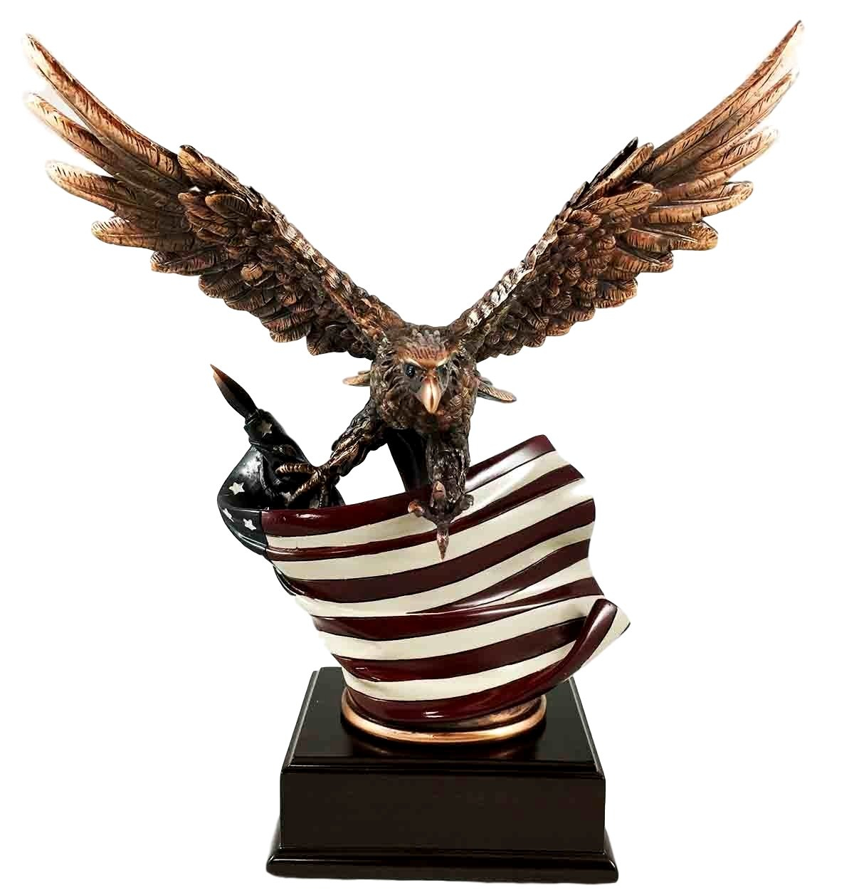 Bronze Electroplated Patriotic Eagle Figurine with Resin Base
