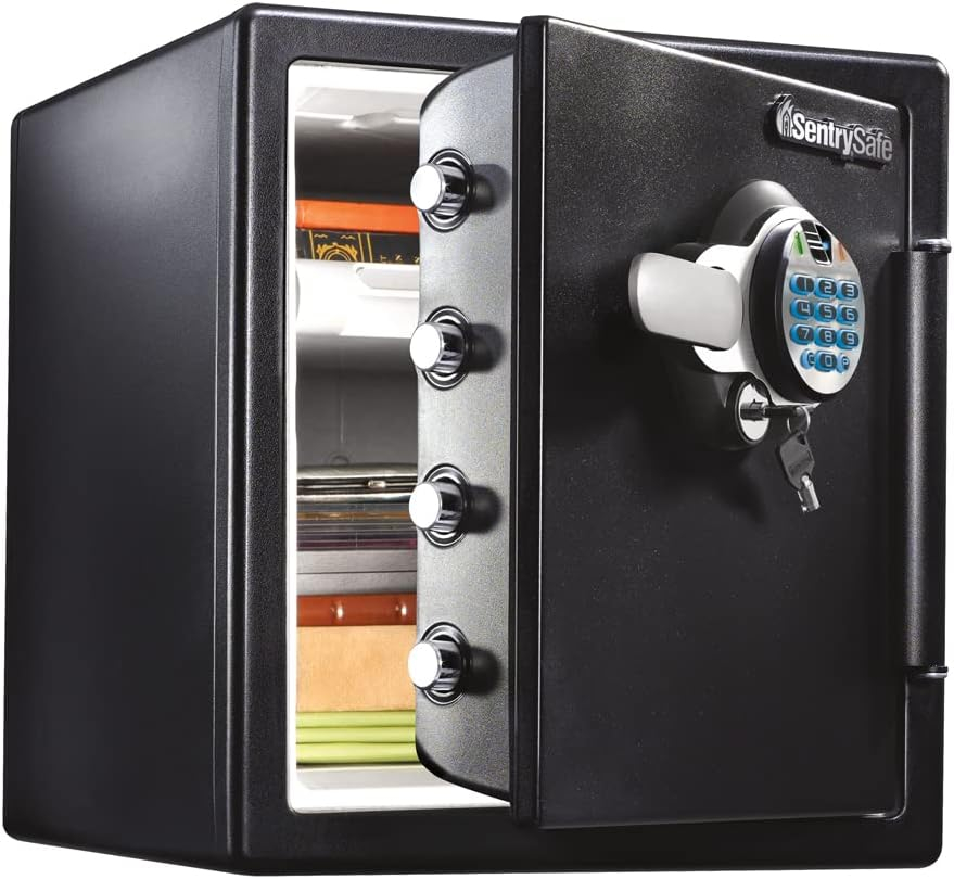 SentrySafe SFW123BTC Fire-Resistant and Water-Resistant Safe with Fingerprint Biometric Lock, 1.23 Cu. ft.