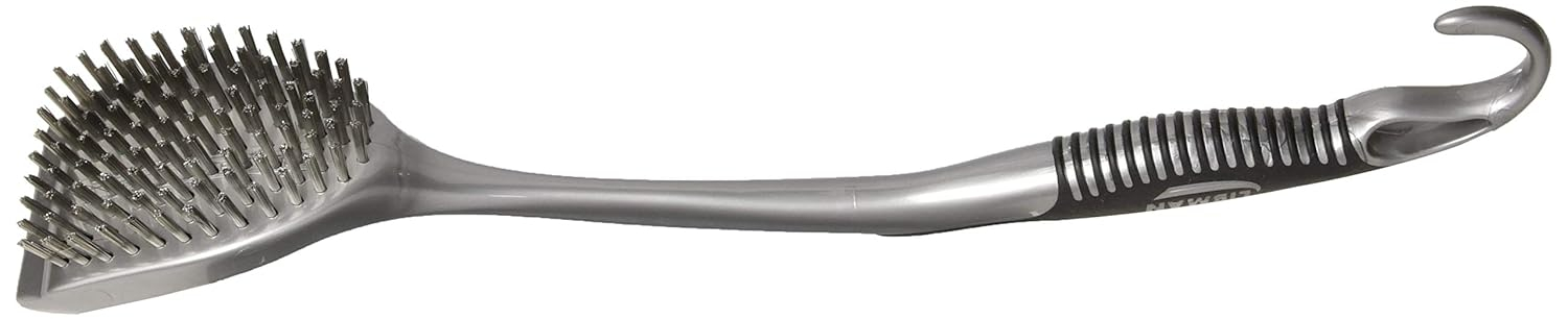 Libman Long Handle Stainless Steel BBQ Brush with Ergonomic Grip and Scraper
