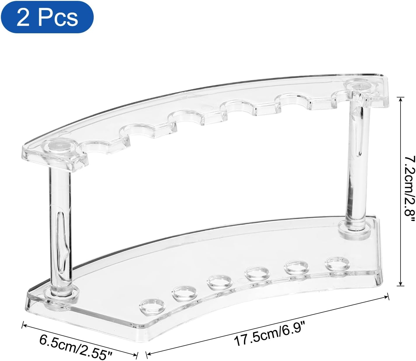 uxcell 2 Pack Plastic Pen Holder, 6-Slot Acrylic Pen Display Stand, Eyebrow Pen Rack, Makeup Brush Organizer for Office Home Store（Vertical Clear）