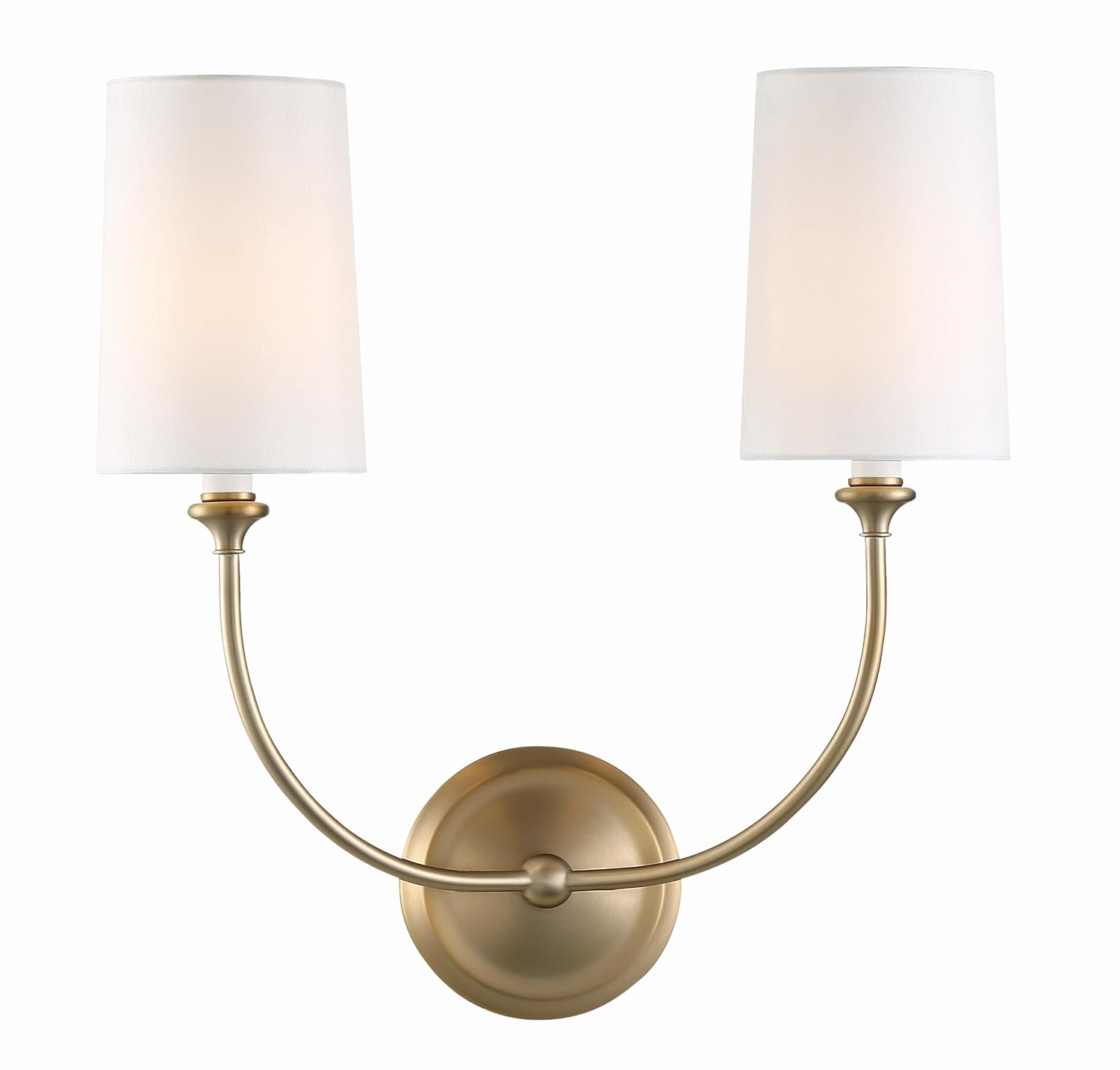 Sylvan Vibrant Gold Brass 2-Light Dimmable Sconce with Silk Shade