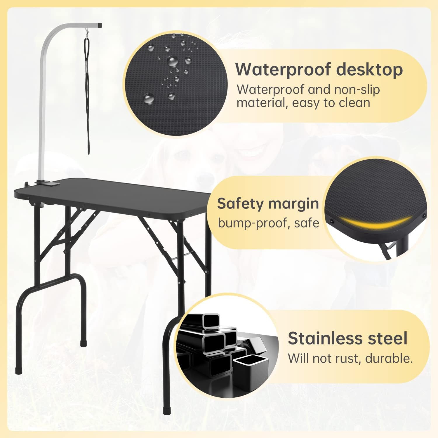 BestPet 32in 36in Dog Grooming Table Foldable Home Pet Bathing Station with Adjustable Height Portable Drying Table with Arm Noose for Medium Small Dogs (32 Inch)