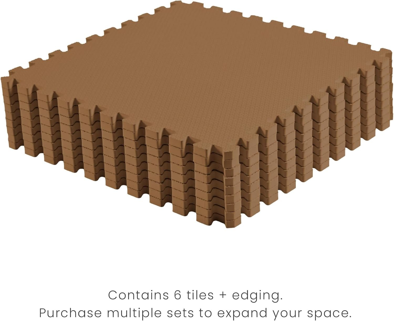 Camel Brown Non-Toxic Foam Baby Play Mat 4.3 x 4.3 ft