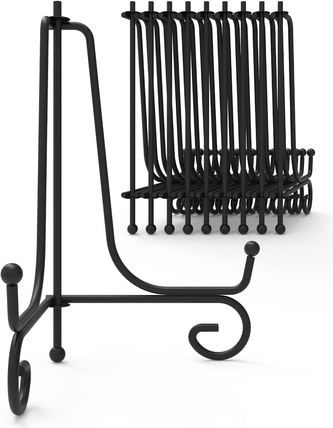 Iron Display Stand 10 Packs, 6 Inches Plate Stand Picture Stand Photo Stand for Display, Black Foldable Easel Stand Holder for Photo Frame, Artwork, Collection, Decorative Plate, Book, Office