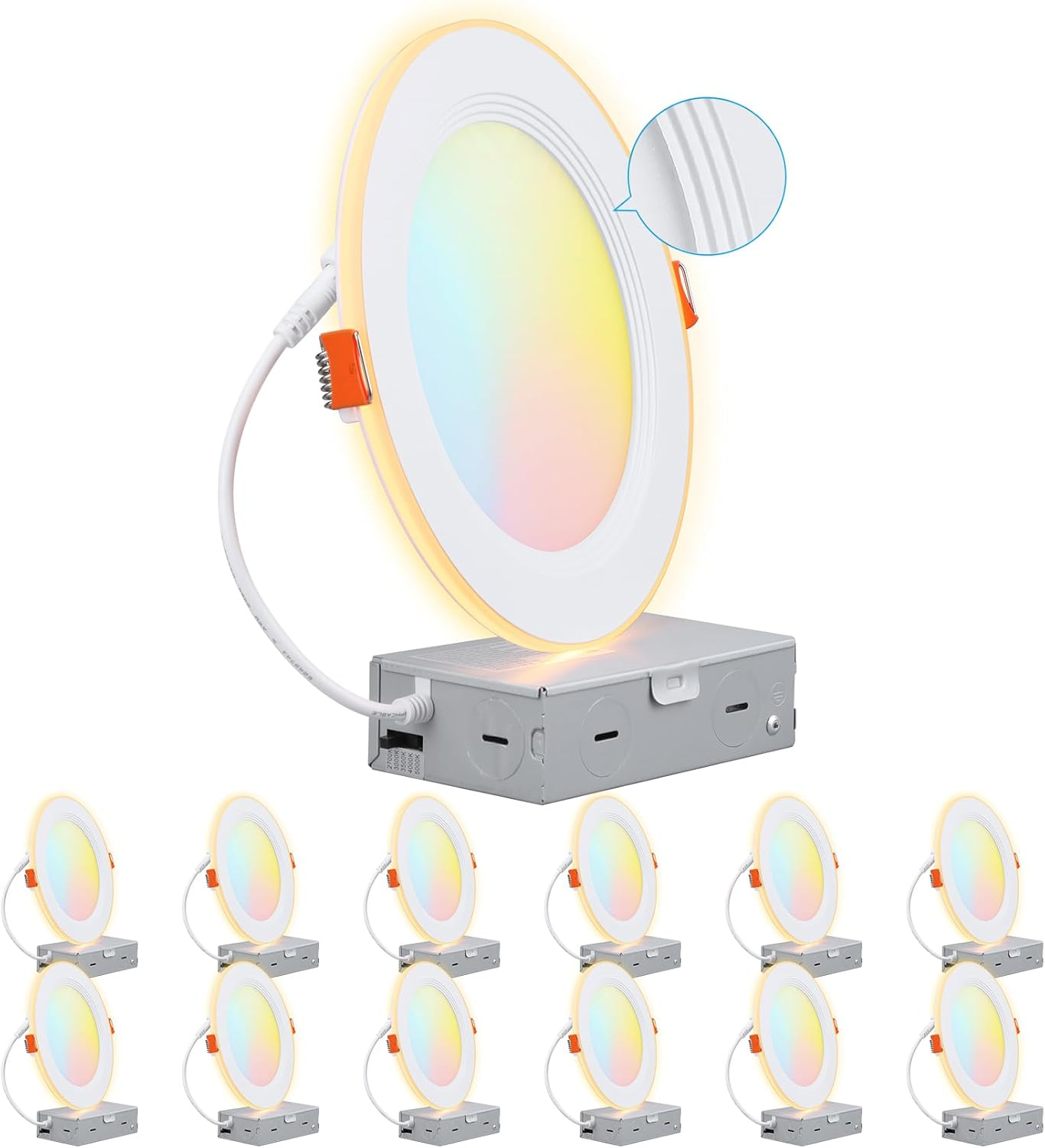 Ultra-Thin Dimmable Aluminum LED Recessed Downlight, 6-Inch, 5CCT