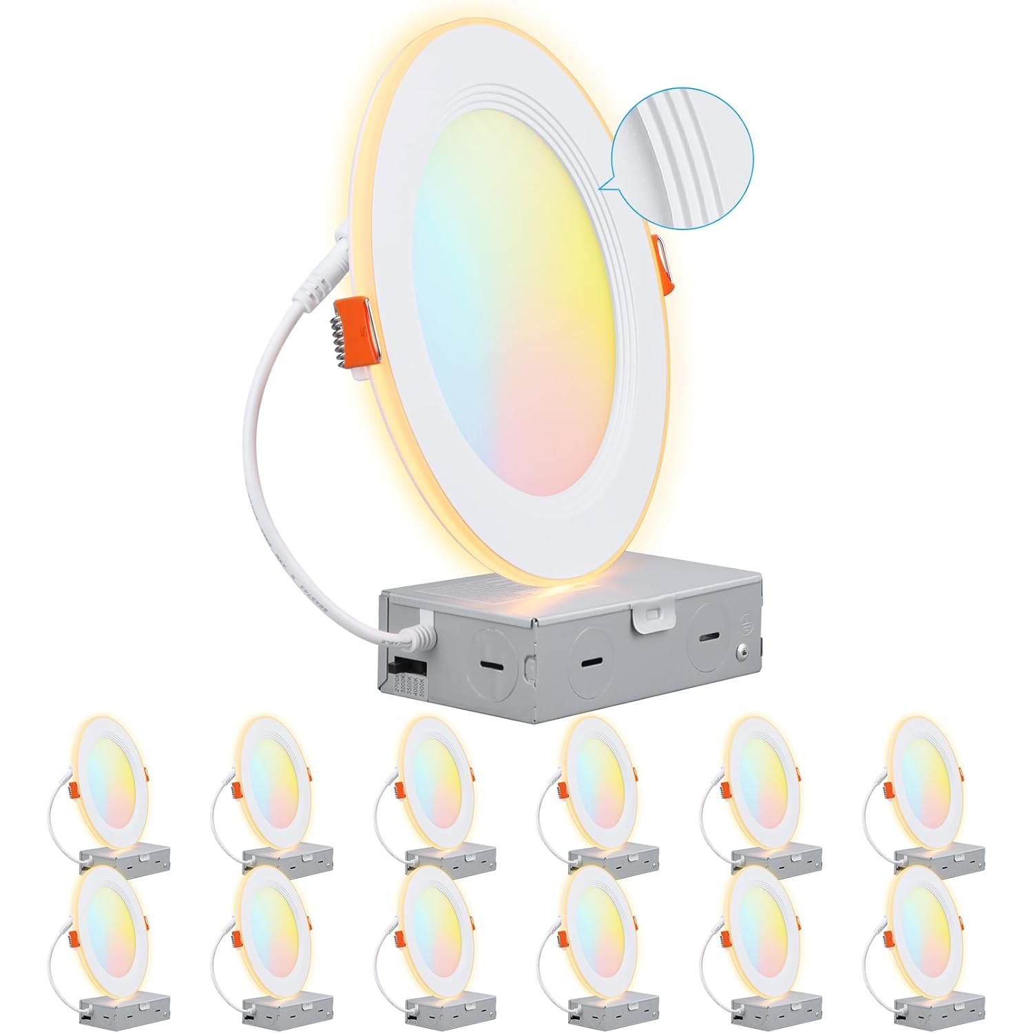 Ultra-Thin Dimmable Aluminum LED Recessed Downlight, 6-Inch, 5CCT