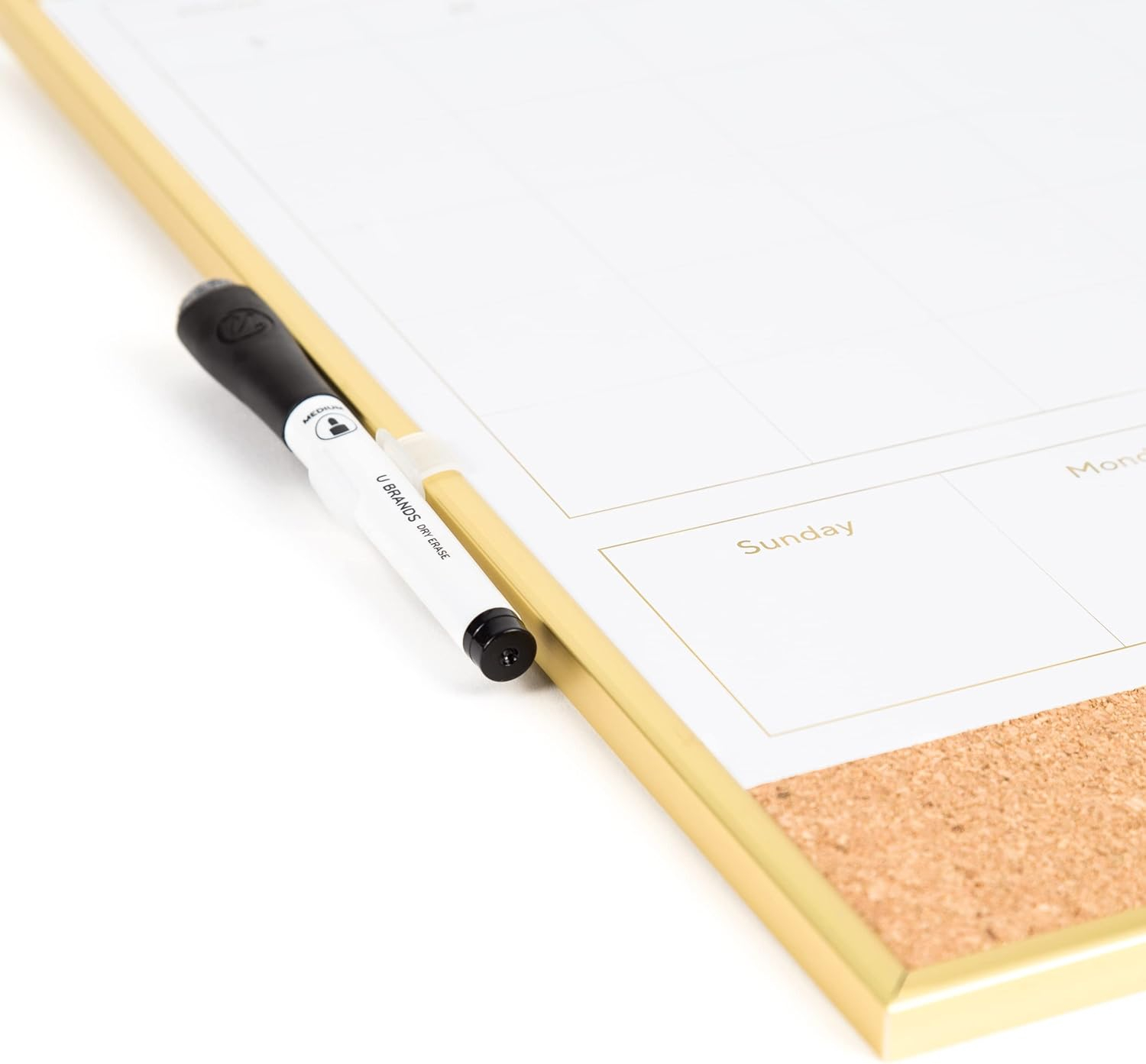 U BRANDS Dry Erase 2-in-1 Magnetic Whiteboard with Gold Frame
