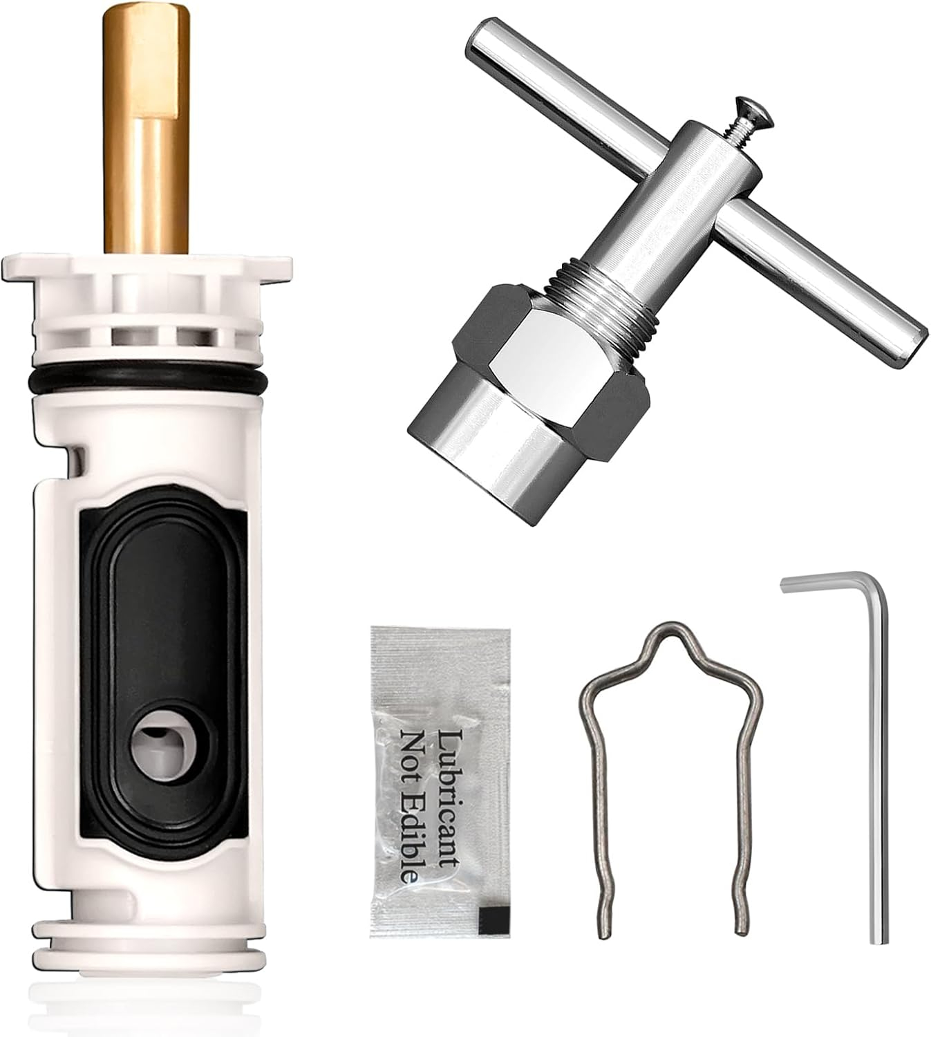 1222 Replacement Cartridge with Moen 104421 Cartridge Puller Removal Tool Retainer Clip Compatible with Moen One-Hanlde Posi Temp 1222B Shower Bathtub Faucet (1222 cartridge +104421 cartridge puller)