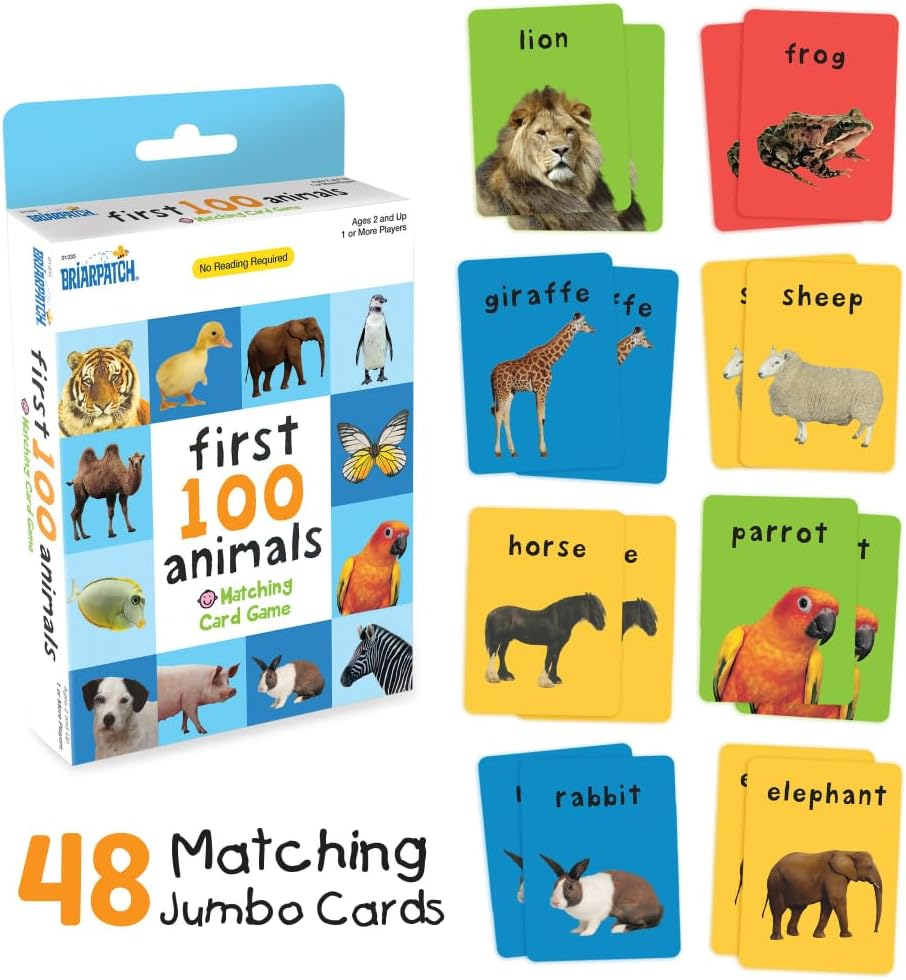 First 100 Animals Matching Card Game