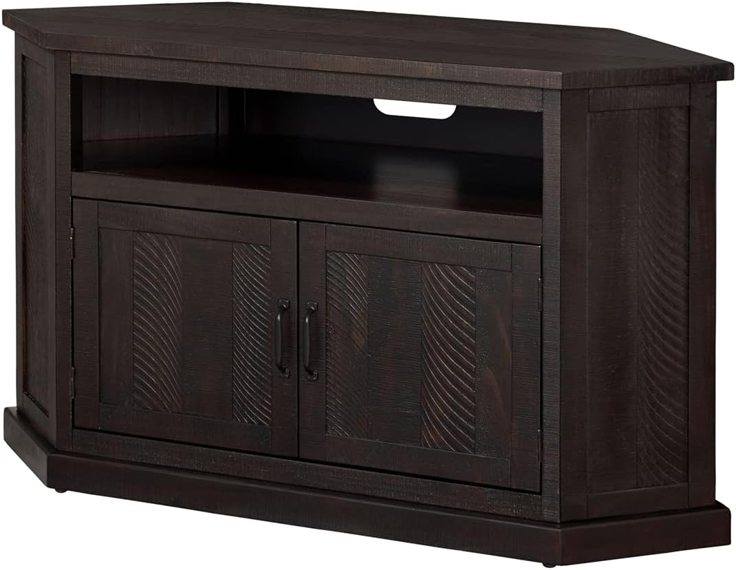 Martin Svensson Home Rustic Corner TV Stand for TVs up to 55", Espresso