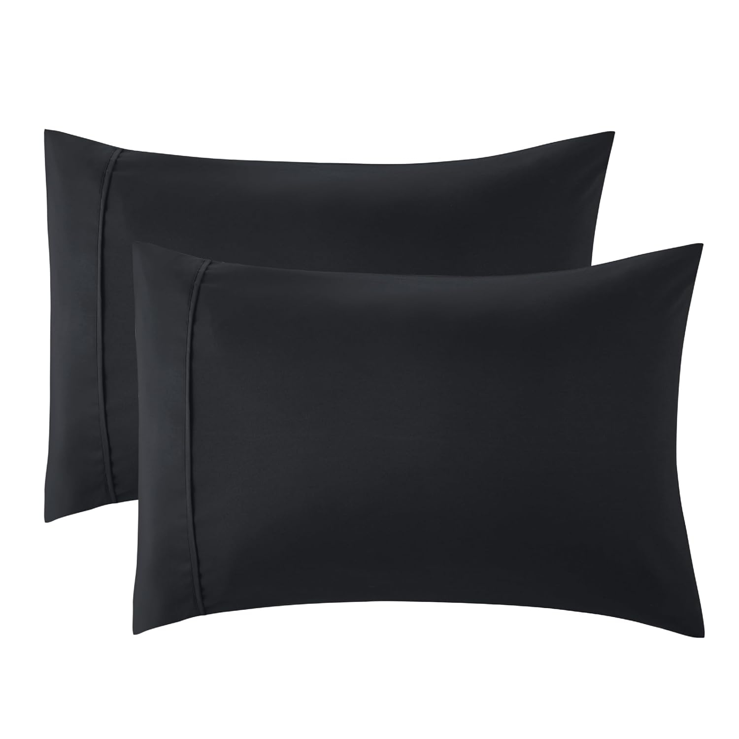 Nestl Pillow Sham Set of 2, Premium 1800 Series Double Brushed Bed Pillow Cases, Black, King 20" X 36"