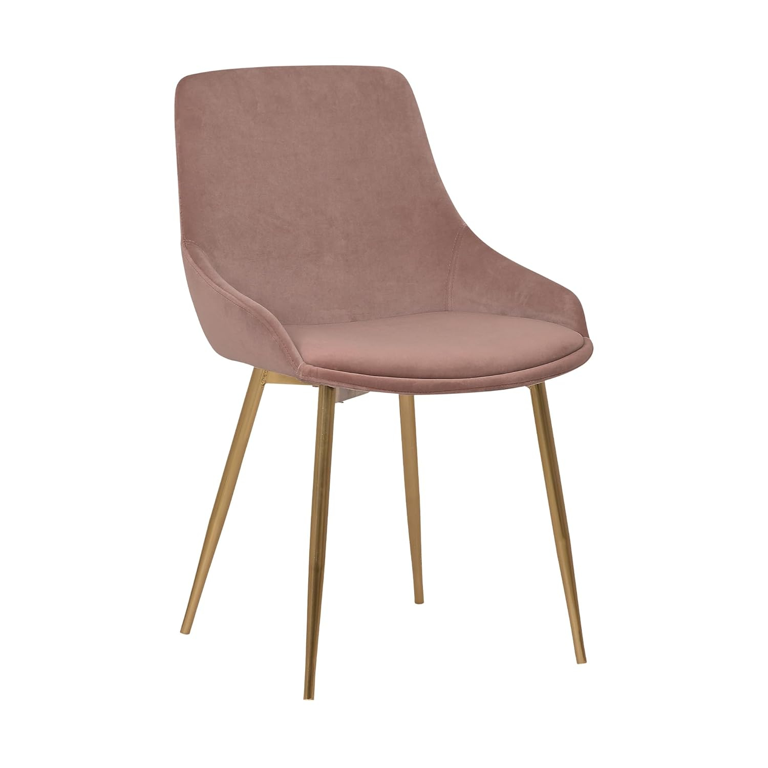 High Back Pink Velvet Upholstered Arm Chair with Metal Legs