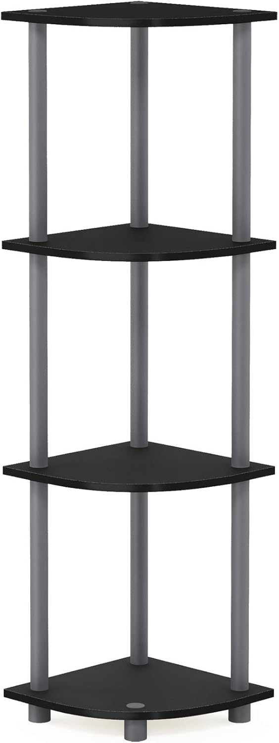 Furinno Durable 11.6 W x 11.6 D x 43.5 H 4-Shelf Freestanding Shelving Unit, Black and Gray