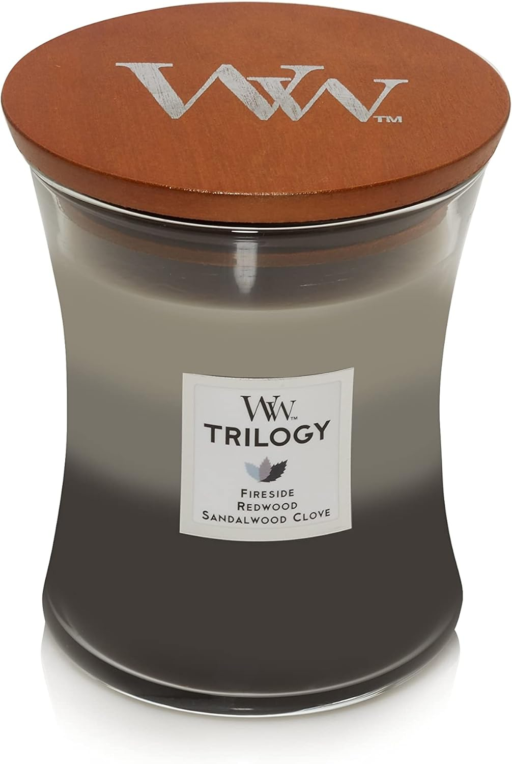WoodWick Medium Hourglass Trilogy Scented Candle, Warm Woods, 9.7 oz