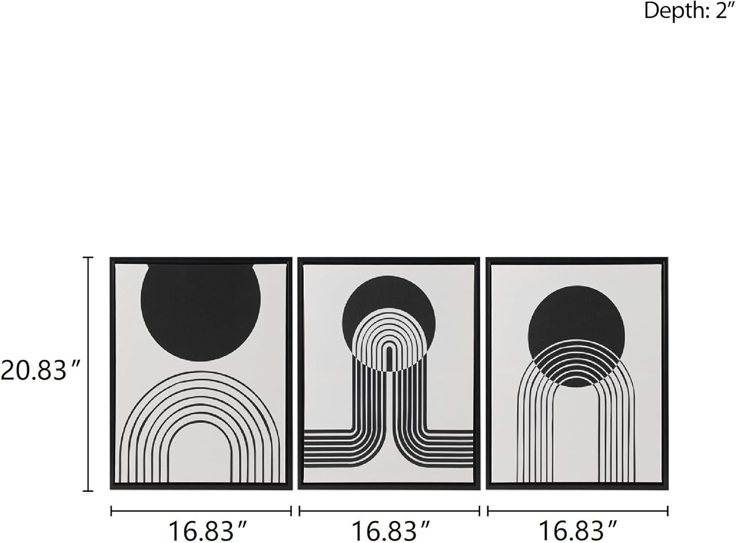 Urban Habitat Wall Art Living Room Décor Cosmic Curl Framed Canvas - Black/Taupe