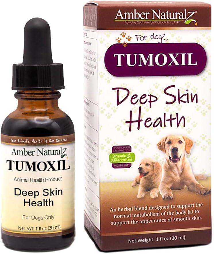 Amber NaturalZ Tumoxil Deep Skin Health Herbal Supplement for Dogs and Puppies | Canine Supplement for Skin and Metabolism Support | 1 Fluid Ounce Glass Bottle | Manufactured In the USA