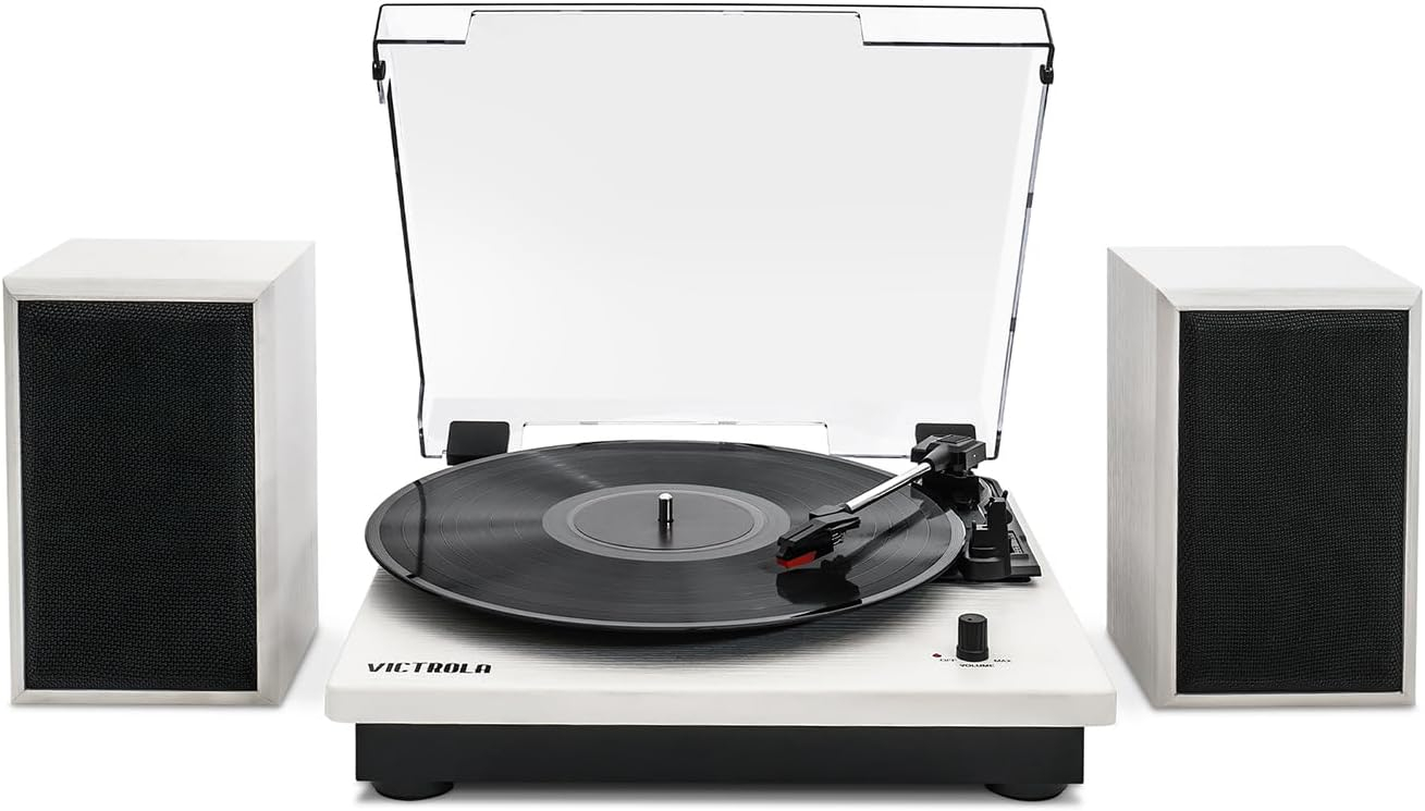 Victrola Montauk Bluetooth Record Player with 3 speed Turntable and Bookshelf Speakers