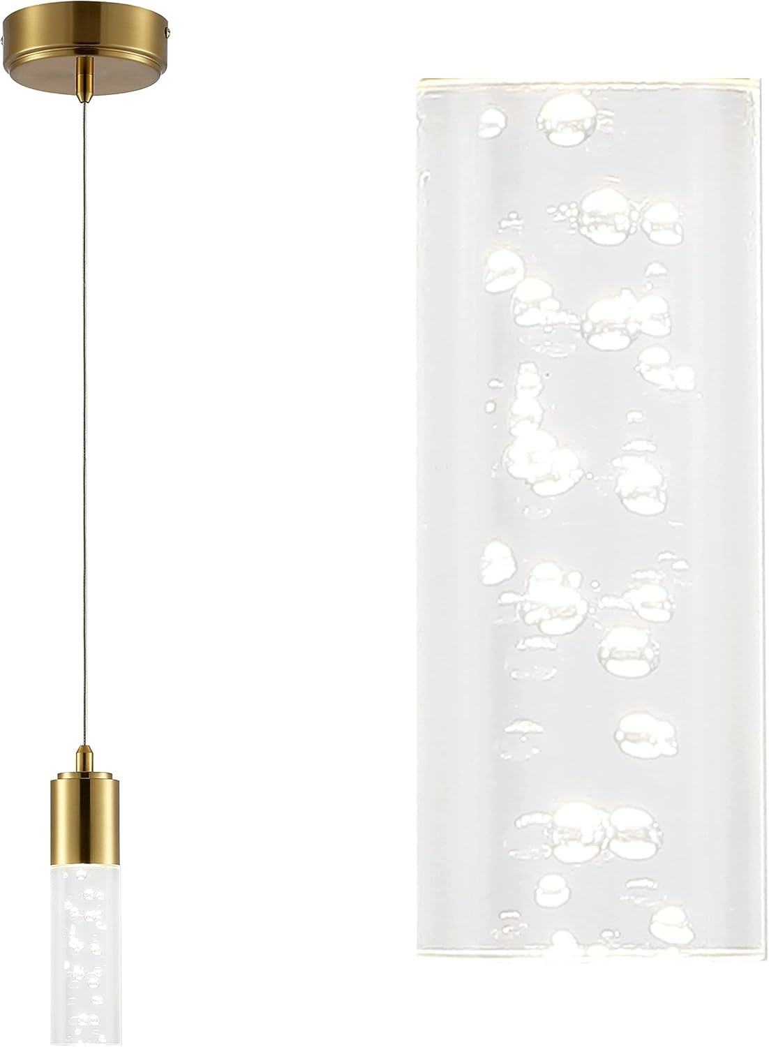 JONATHAN Y Cristal 1-Light Bubble Acrylic/Iron Modern Minimalist Integrated LED Pendant, by JONATHAN  Y - 1 Light Gold