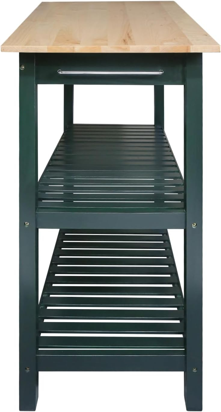 Kitchen Island with Solid American Hardwood Top, Hunter Green