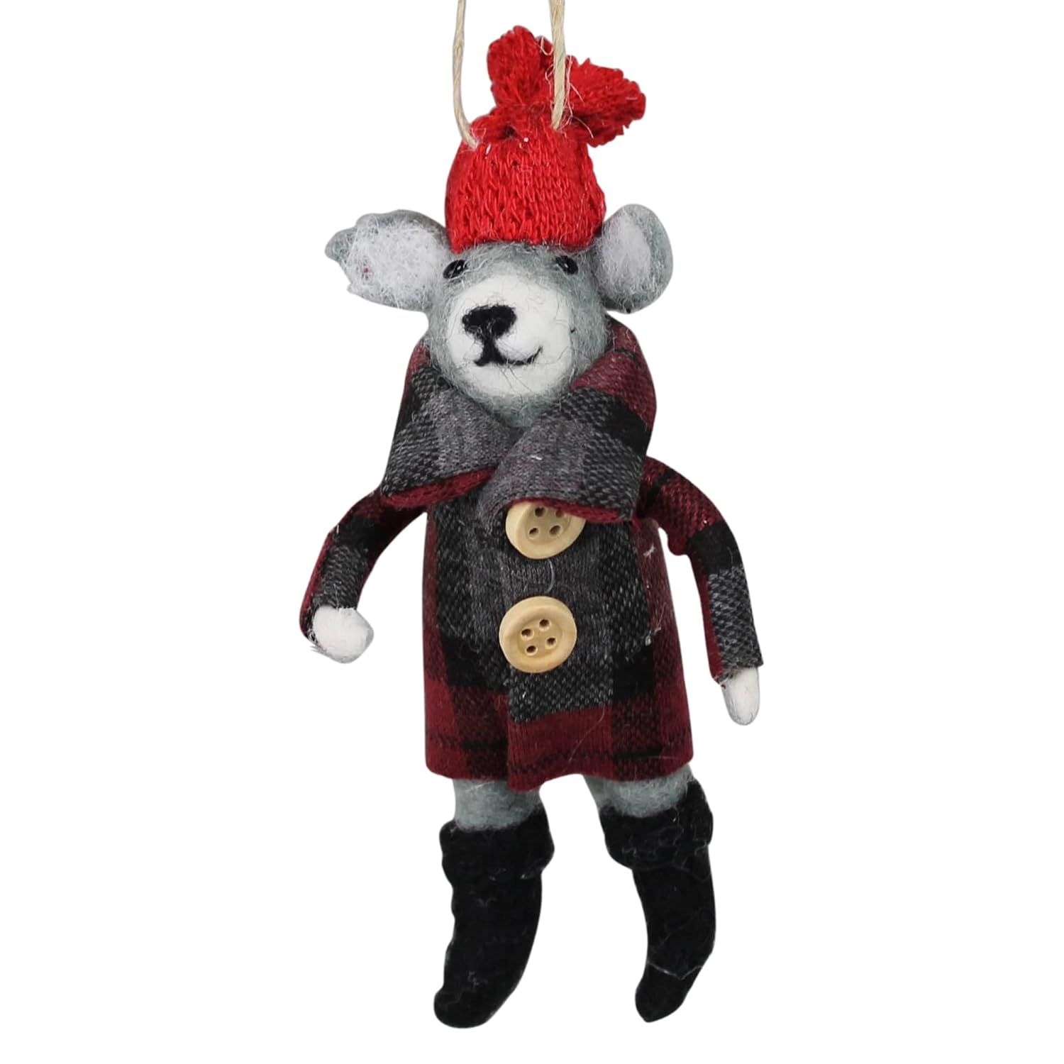 HomArt Dog with Plaid Jacket Hanging Ornament, 4.75-inch Height, Felt
