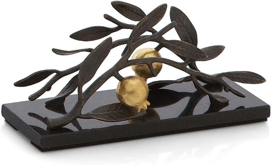 Black Metal Napkin Holder with Gold 3D Embellishment