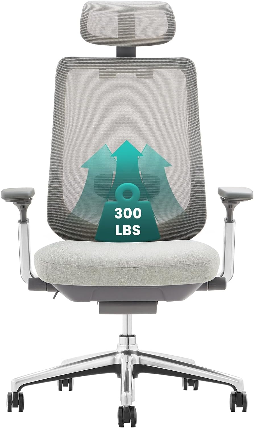 Light Grey High Back Mesh Swivel Office Chair with Fixed Arms