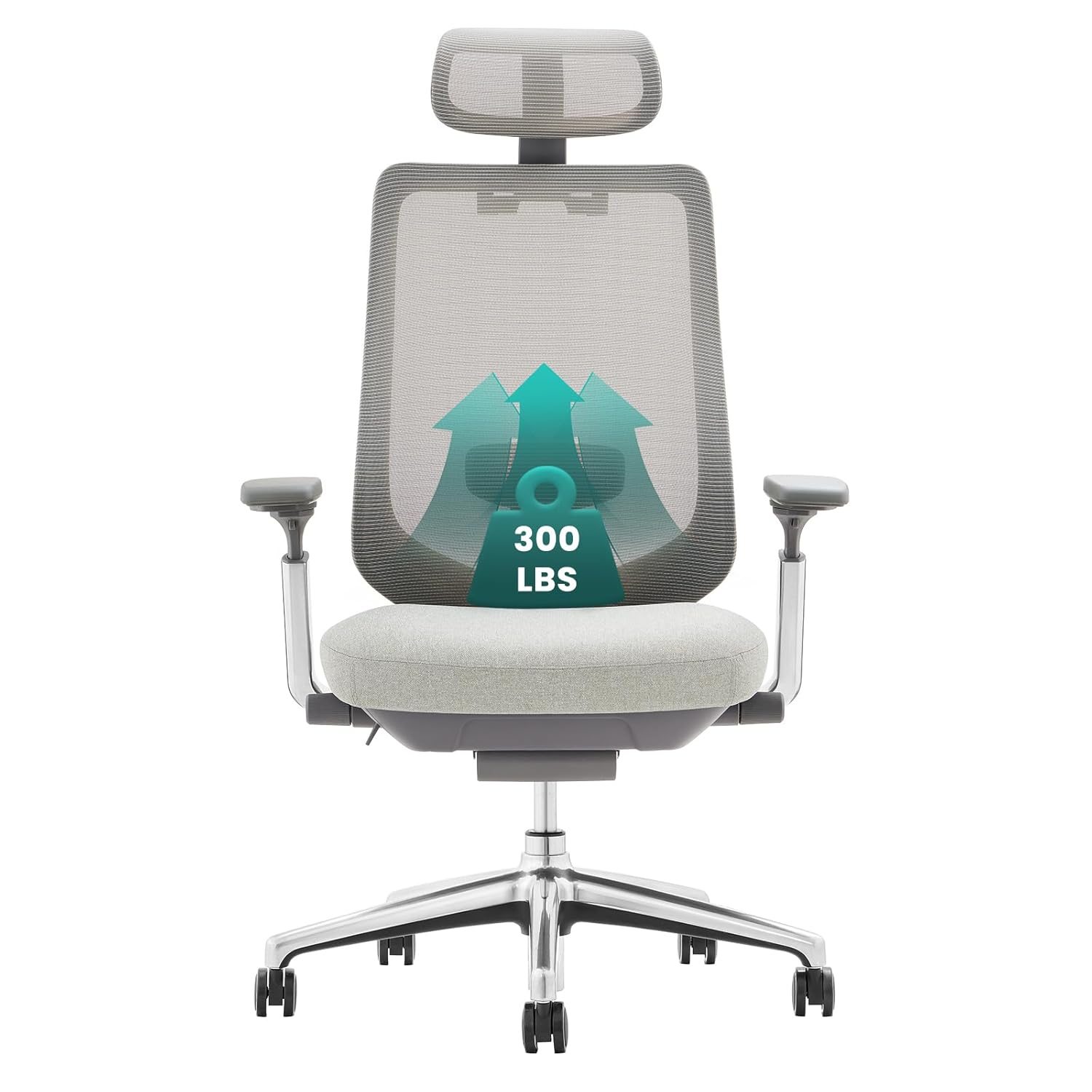 Light Grey High Back Mesh Swivel Office Chair with Fixed Arms