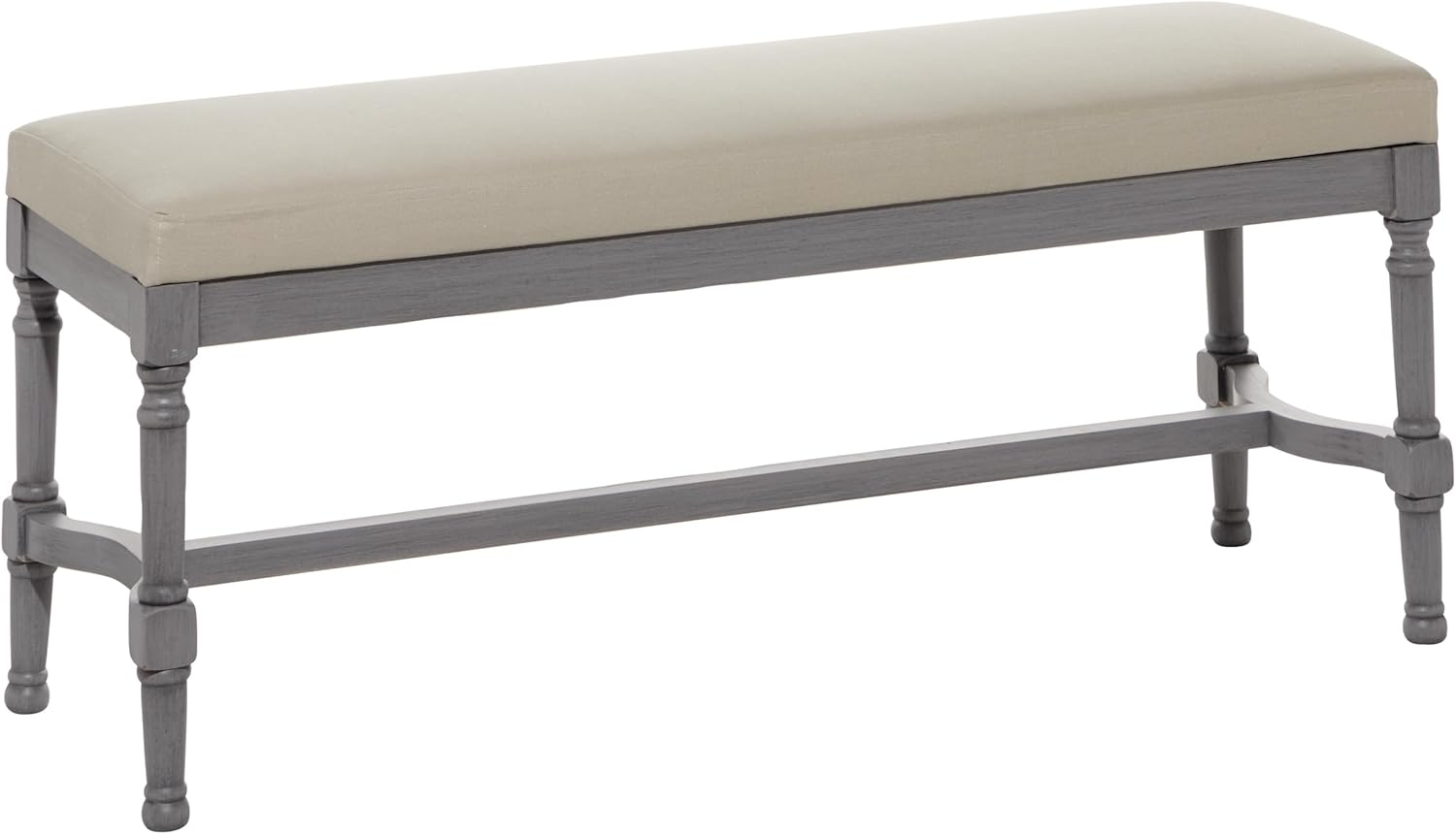 DecMode Wood Bench with Burlap Seat, Gray
