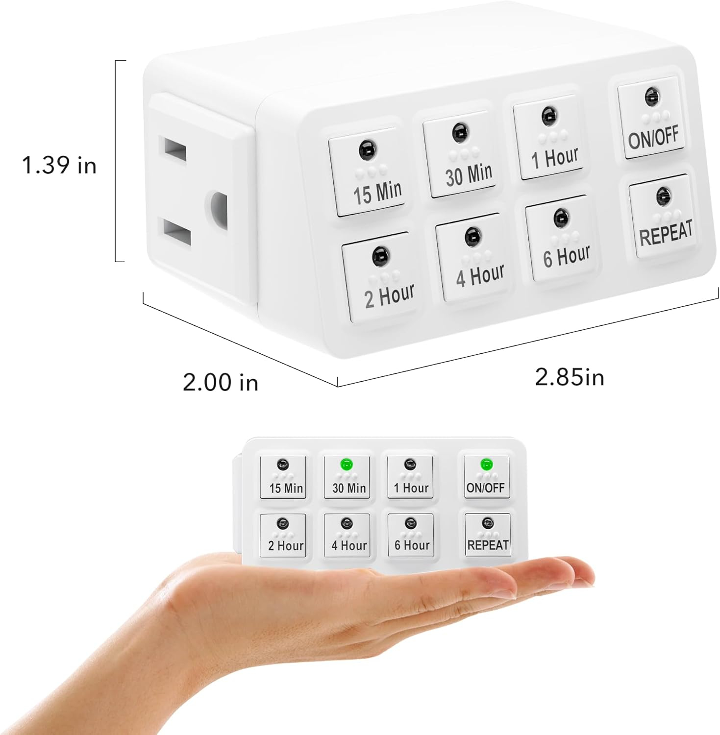 BN-LINK 2 Pack Indoor Countdown Timer with Repeat Function, Heavy Duty Accurate Compact Size for Charger Vacation Security, 3-Prong Grounded Outlet, 15A/1875W ½ HP ETL Listed