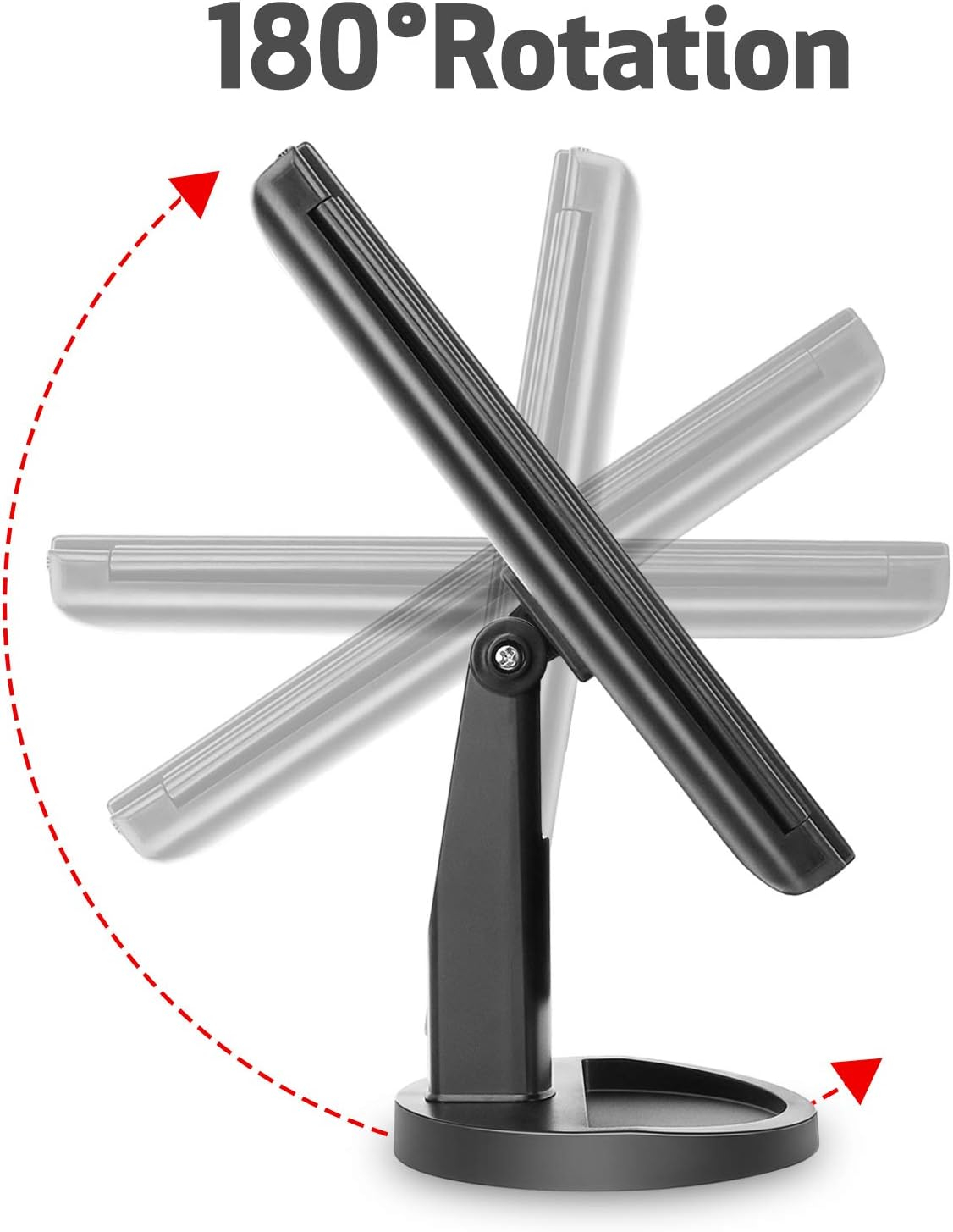 Black ABS Trifold Lighted Vanity Mirror with Magnification