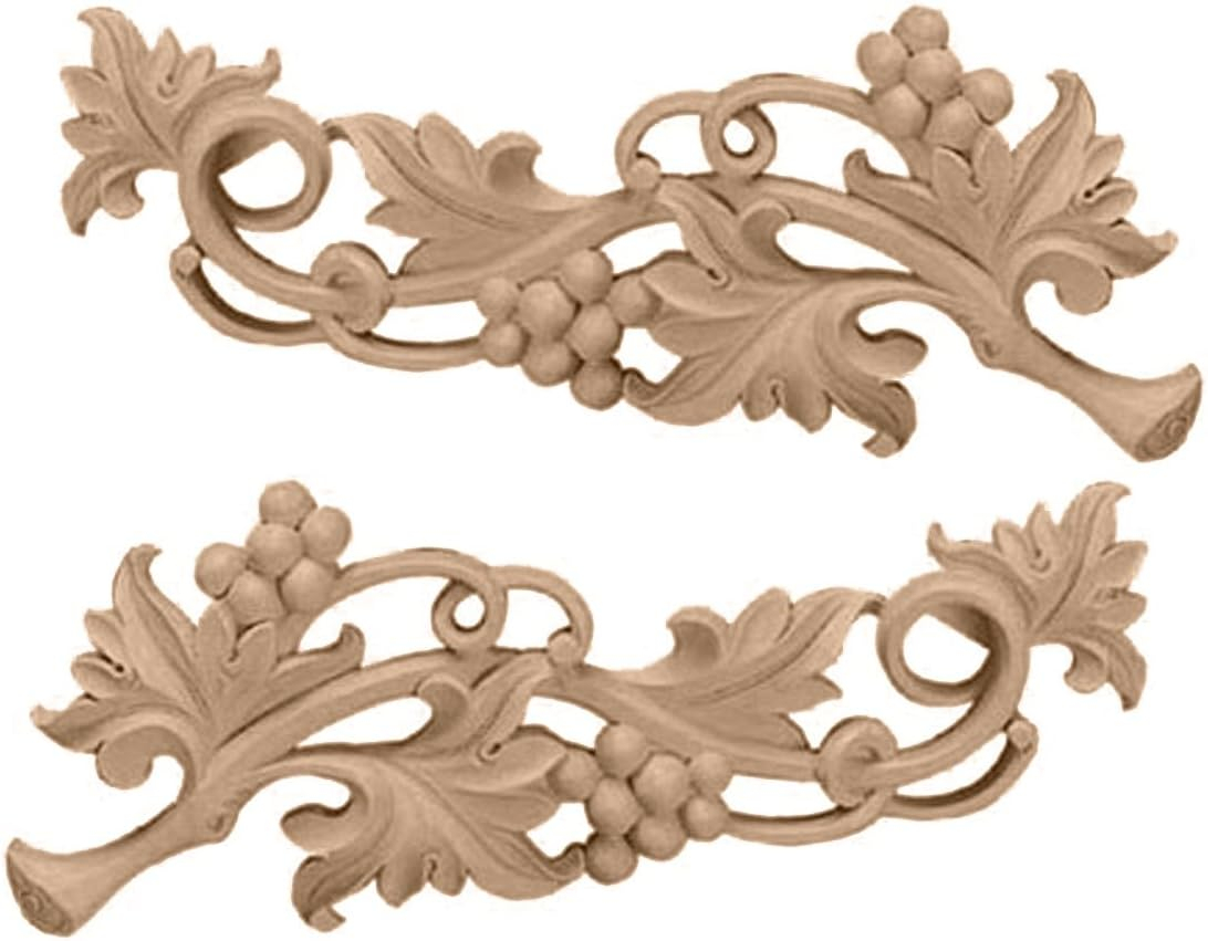 Ekena Millwork Rose Scroll 9.25-in W x 3.5-in H Unfinished Applique